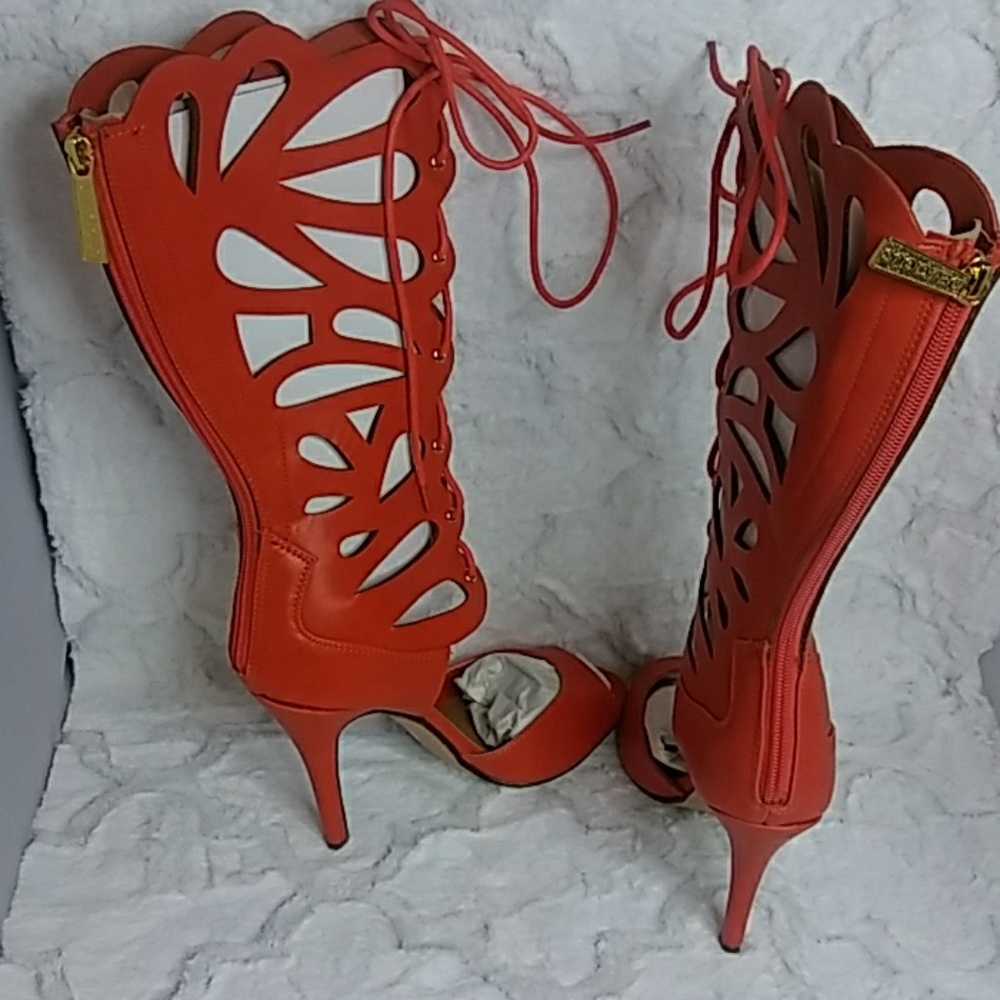 Orange Gladiator Heels. - Never Worn.